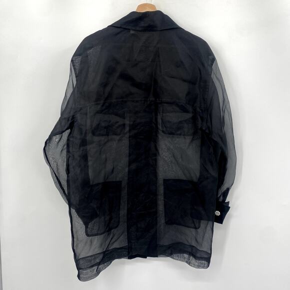 Liz Claiborne Black Sheer Rhinestone Button Shacket - Picture 4 of 4